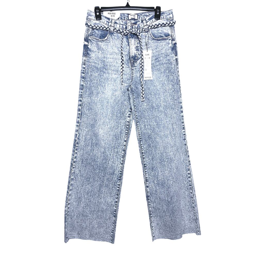 NWT KENSIE The Carla Acid Wash High Rise Wide Leg Raw Hem Jean